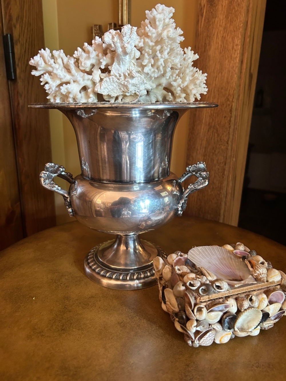 Vintage Sheridan Silver Plated Champagne Bucket with Grape Leaf Handles